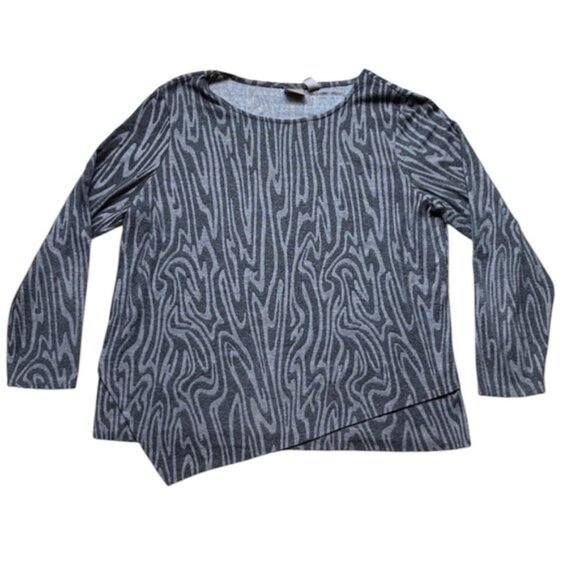 Chico’s Women’s Gray Zebra Patterned Long Sleeve Top Size 3 - Picture 1 of 10